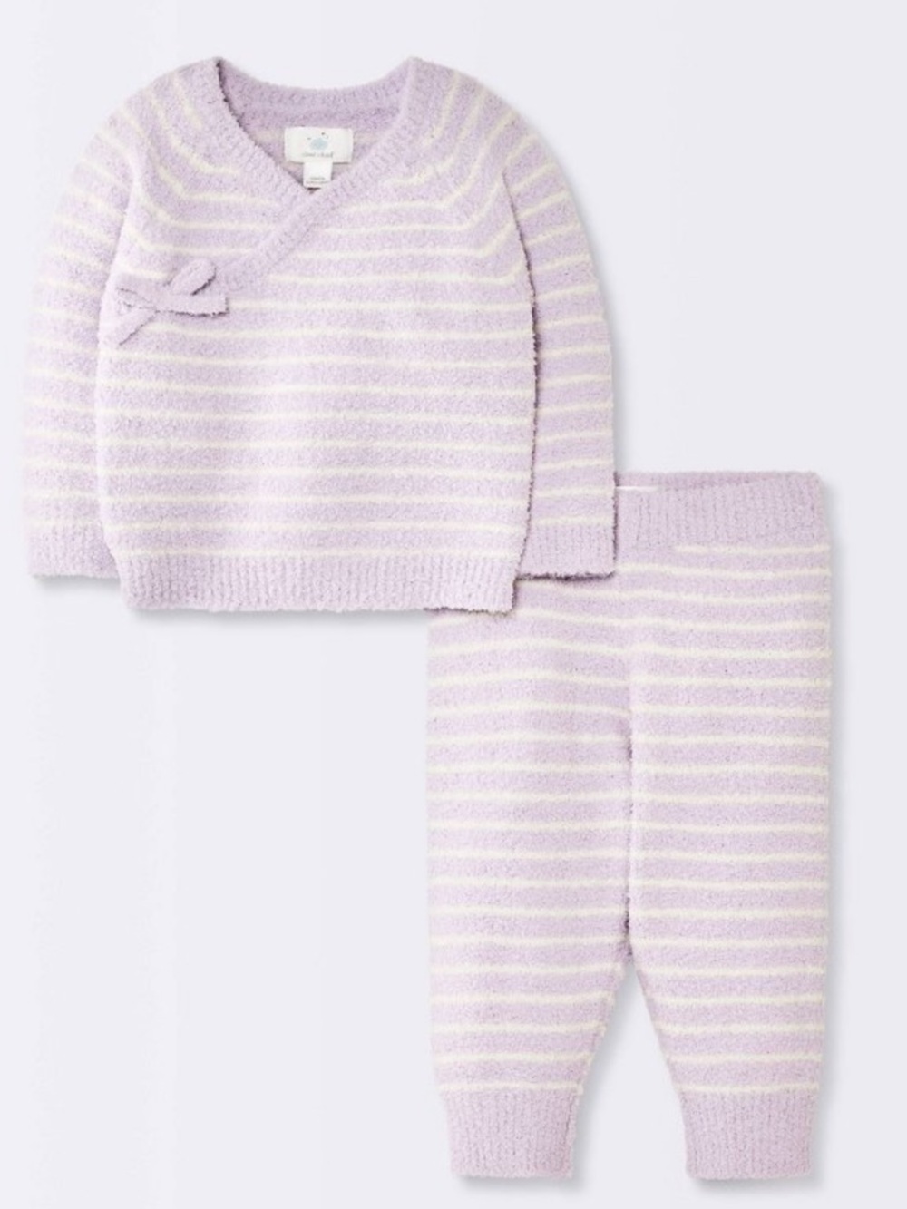 Baby Girls Purple Striped Chenille Wrap Top & Pants Set (6-9M) - Picture 2 of 6